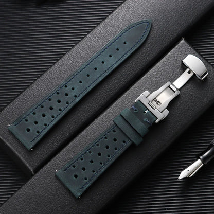 Samsung Galaxy Watch 7, 6, 5, 4 & FE Perforated Racing Leather Band