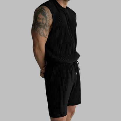 Summer Izzy Pleated Sleeveless Tank men beach shorts set