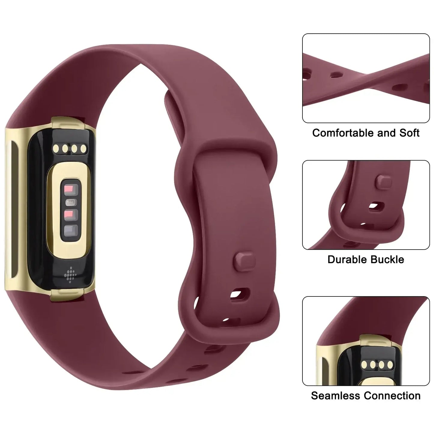 Fitbit Charge 5 6 Silicone Band - Comfortable Stylish Design