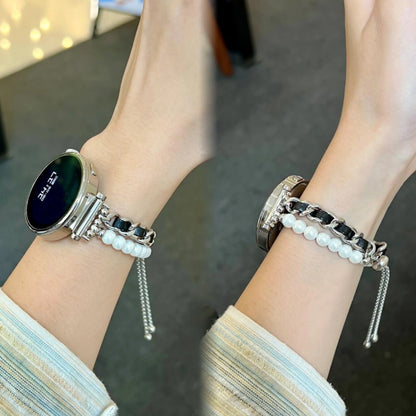 Samsung Galaxy Watch 7, 6, 5, 4 & FE Women's Pearl Chain Bracelet
