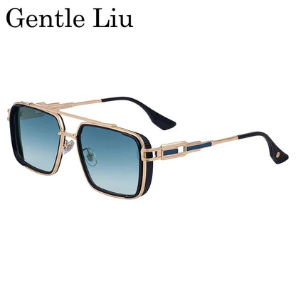 Steampunk Classic Square Sunglasses Men 2026 Luxury Brand Punk Metal Double Beam Sun Glasses For Male UV400 Punk Driving Eyewear