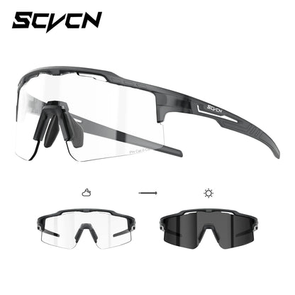 SCVCN UV400 Photochromic Outdoor Sports MTB Goggles Men Women Hiking Bike Riding Running Climbing Hydrophobic Eyewear Sunglasses