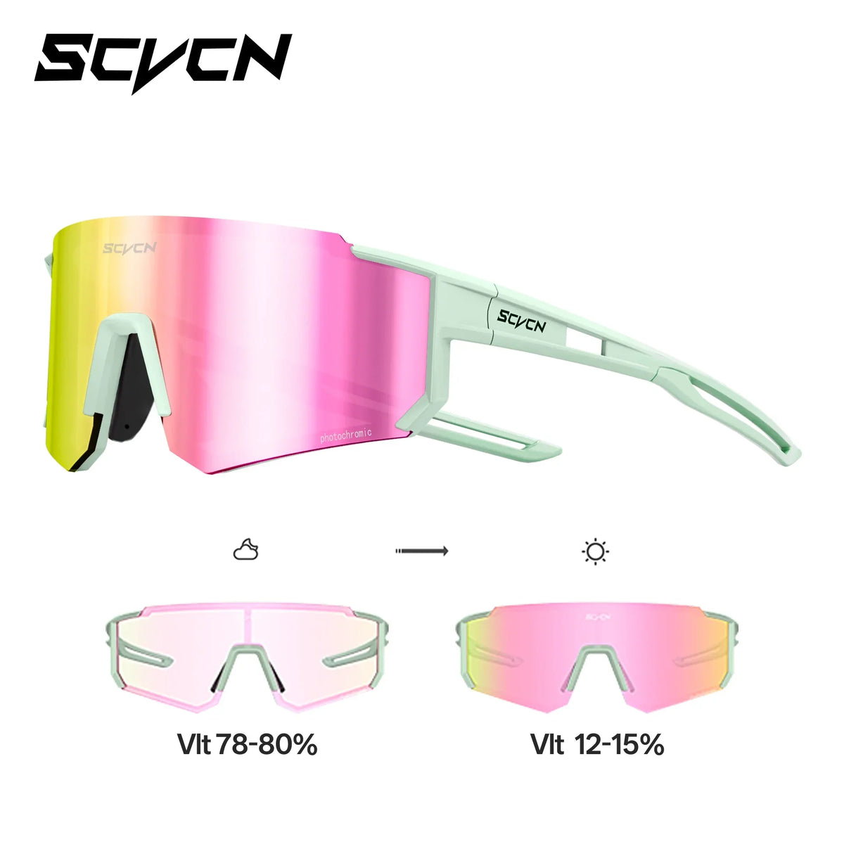 SCVCN New Photochromic Night Riding Glasses Outdoor Sport UV400 Travel Camping Sunglasses Men Women MTB Bike Cycling Glasses