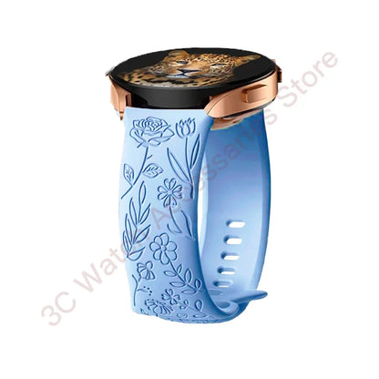 Samsung Galaxy Watch 7, 6, 5, 4 & FE Rose Engraved Silicone Band