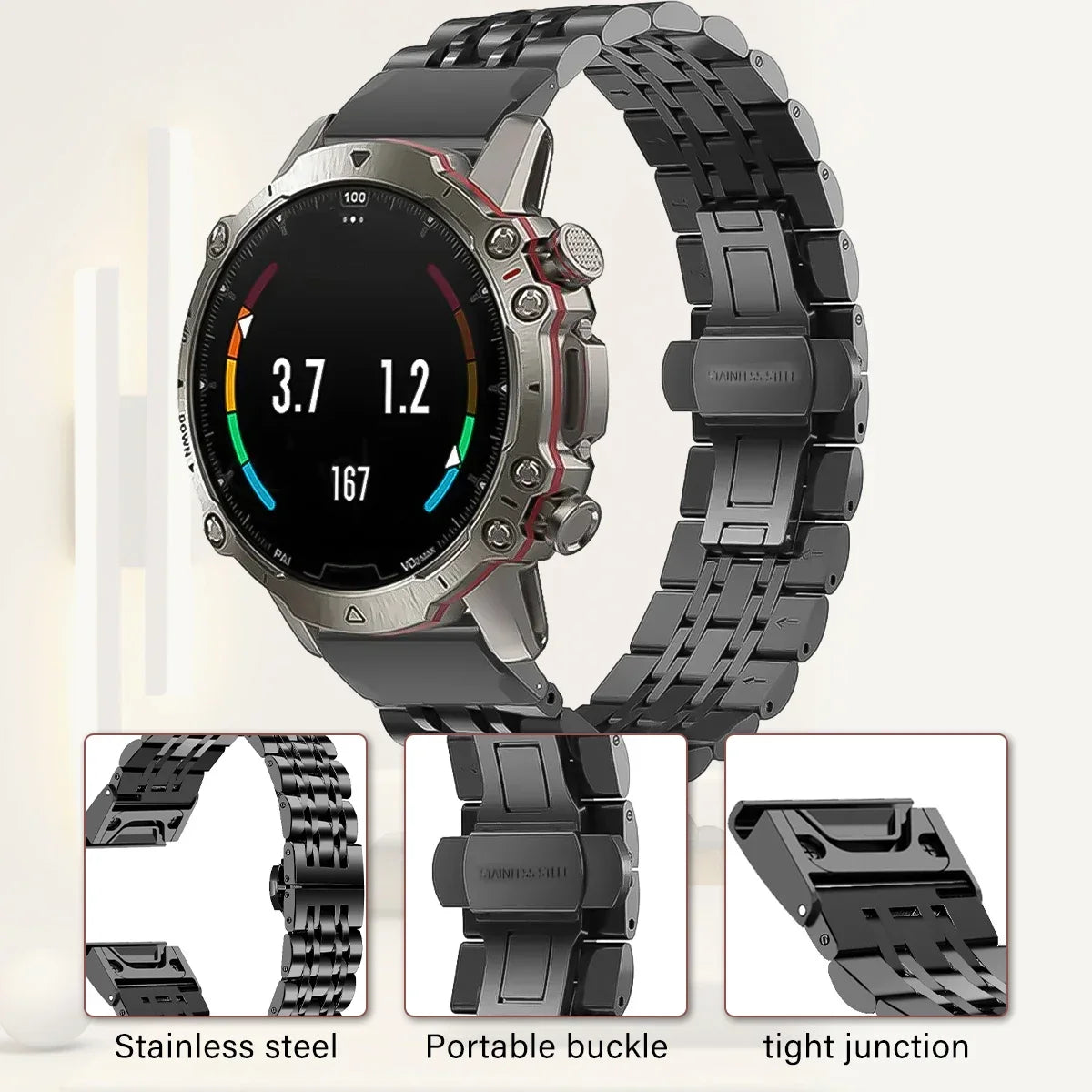Garmin QuickFit 20/22/26mm Stainless Steel Multi-Link Bracelet