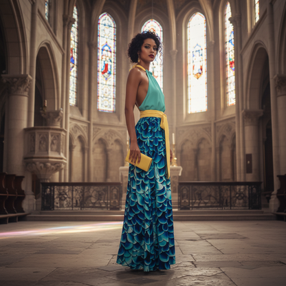 Sea Baby Backless Womens Halter Maxi Dress