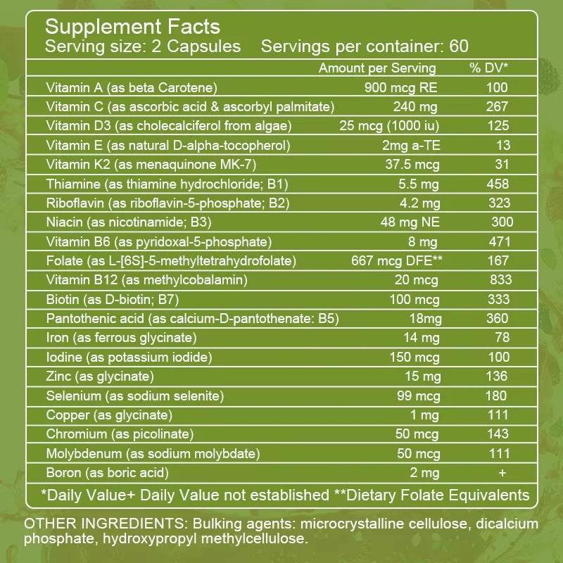 BEWORTHS Complex Vitamin Mineral Capsules Support Immune Health and Metabolic Health Comprehensive Health Support for Adults