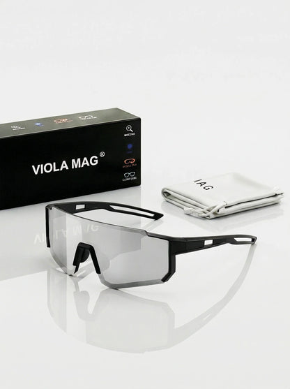 VIOLA MAG Unisex Sports Sunglasses, Oversized Frame Cycling Glasses, Lightweight TR90 Lenses, Non-slip for Running, Fishing, Hik