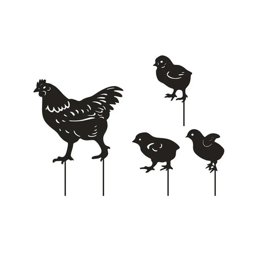 Chicken Family Garden Stakes
