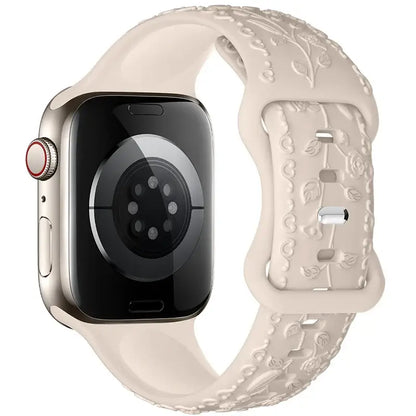 Apple Watch Silicone Band - Floral Engraved - Stylish Design