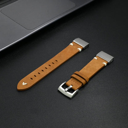 Garmin QuickFit 22/26mm Leather Band with Stitch Accents