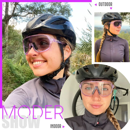 Scvcn-New Sunglasses Photochromic Cycling Glasses for Men Bicycle Mountain Bike Cycling Goggles UV400 MTB Polarized Road Women