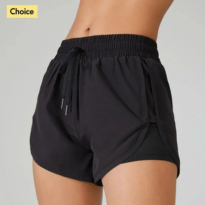 2-in-1 Women's Running Yoga Shorts with Compression Liner
