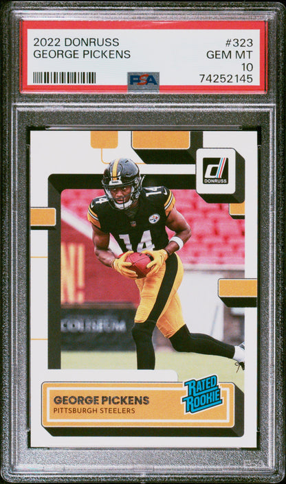 Graded 2022 Panini Donruss George Pickens #323 Rookie RC Football Card PSA 10 Gem Mint