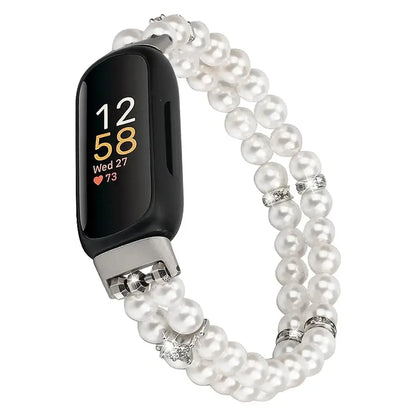 Fitbit Inspire 3 Elastic Pearl Band – Stylish Beaded Stretch Strap