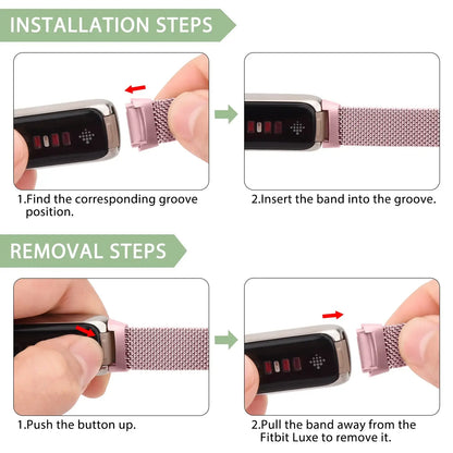 Fitbit Luxe Steel Magnetic Band - Elegant Mesh Design