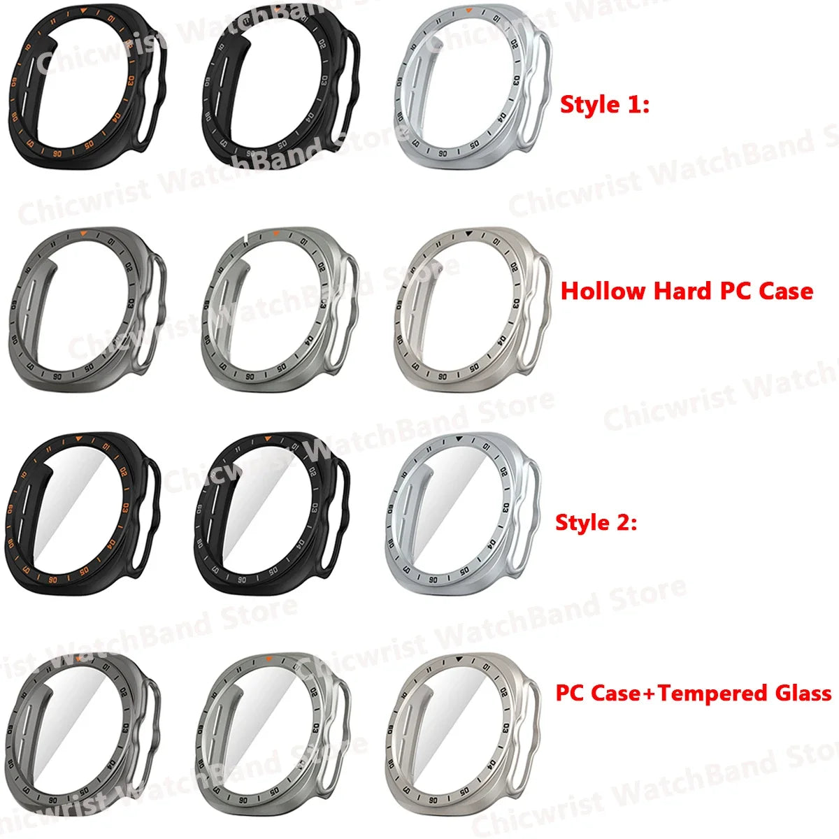 Samsung Galaxy Watch Ultra & Ultra 2 Bezel Case, Open or Glass Front