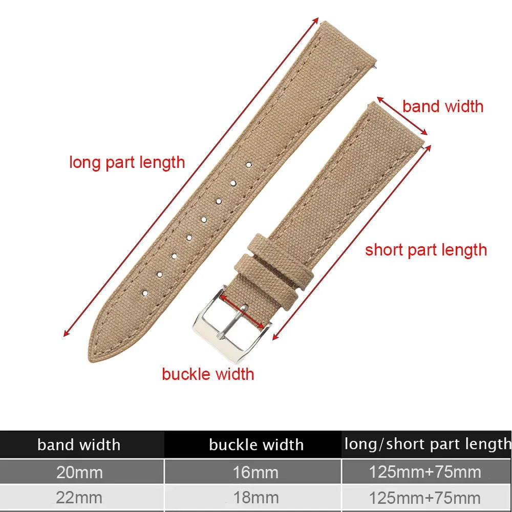 Samsung Galaxy Watch 7, 6, 5, 4 & FE Slim Canvas Band with Leather Lining