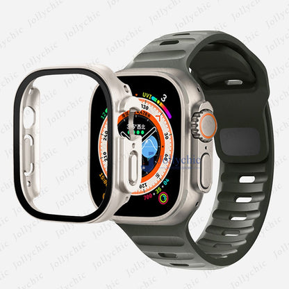 Silicone Sport Band+Case for Apple Watch Ultra Band Case Strap