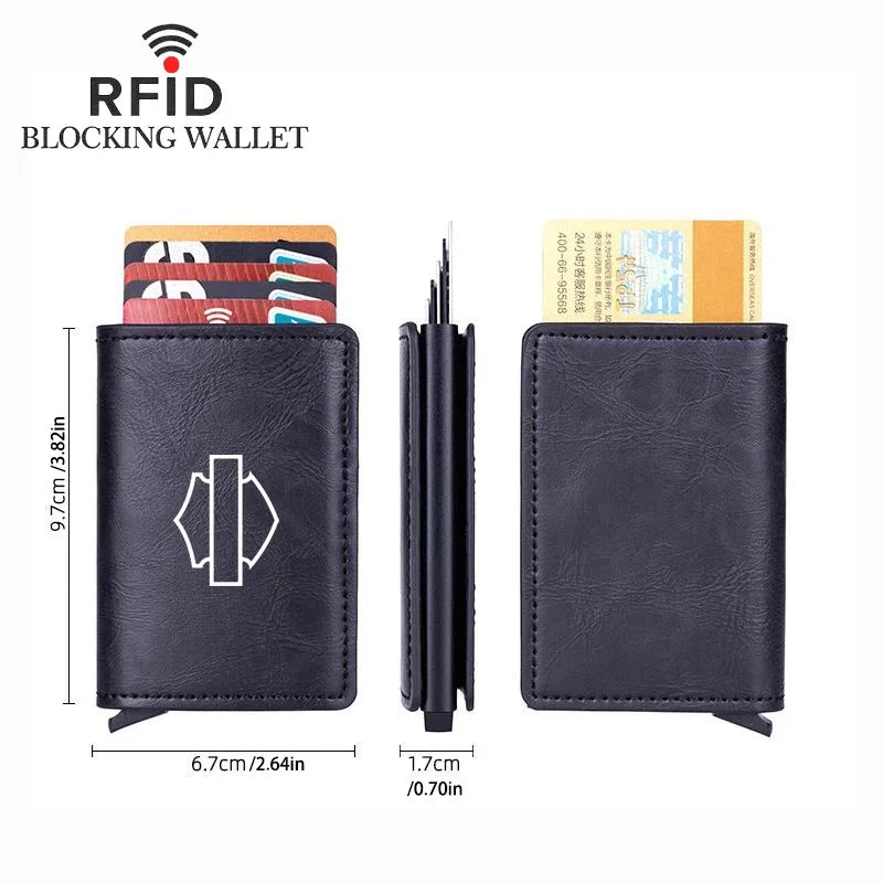 Leather/Carbon Fiber Card Holder RFID Blocking
