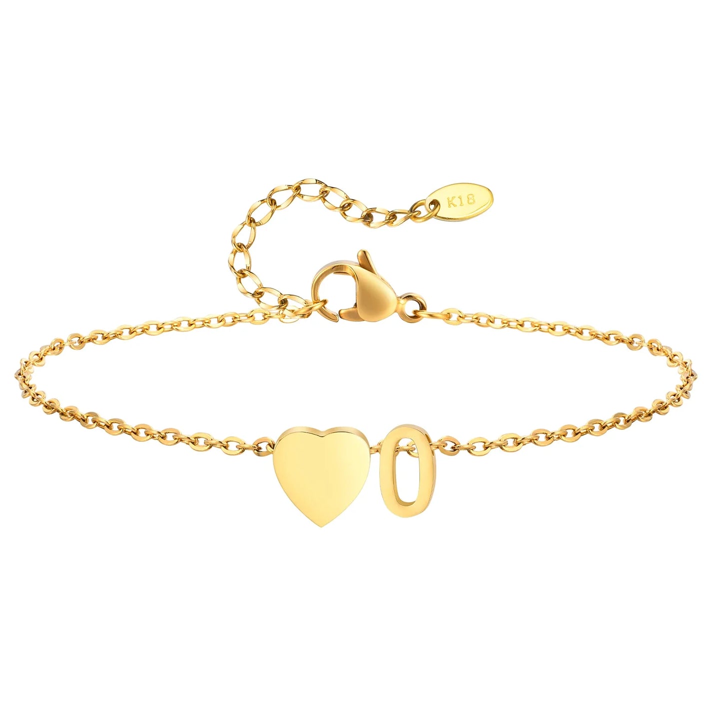 Women Heart Initial Stainless Steel Personalized Anklet Bracelets