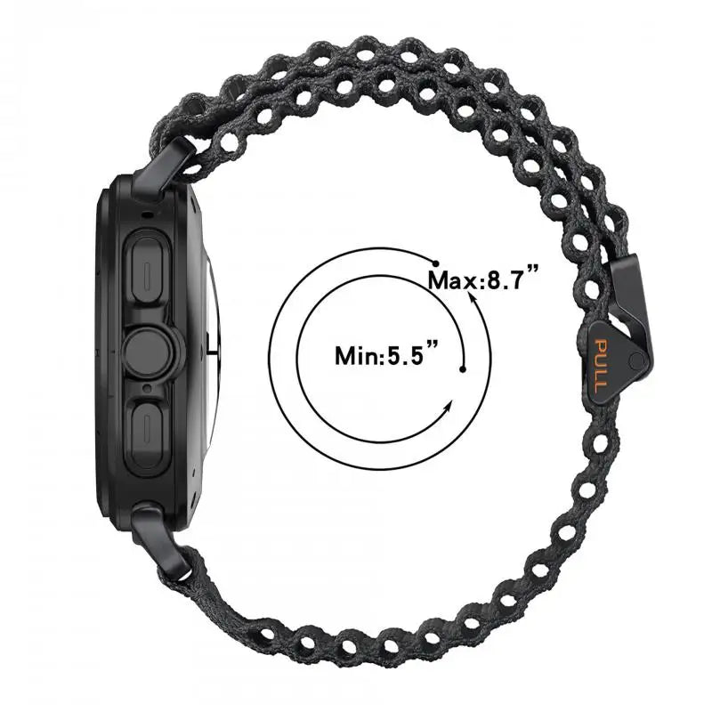 Samsung Galaxy Watch Ultra & Ultra 2 Ribbed Fabric Loop, Hook Closure