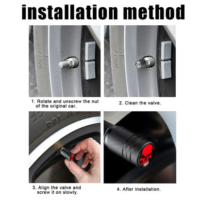 4PCS Skull Valve Stem Caps