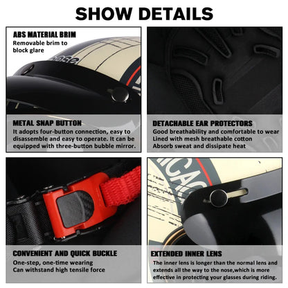 Vintage Motorcycle Helmet Open-Face