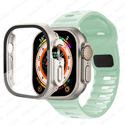Silicone Sport Band+Case for Apple Watch Ultra Band Case Strap