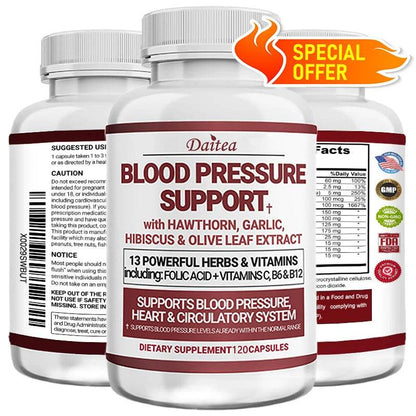 Blood Pressure Support Supplement - Supports Fat Metabolism, Blood Circulation, Healthy Brain, Heart, Blood Vessels