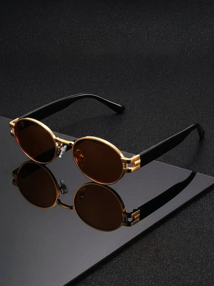 VIOLA MAG Retro Oval Sunglasses for Men Women, Vintage Small Round Polarized Sun Glasses, UV400 Protection Fashion Shades with F