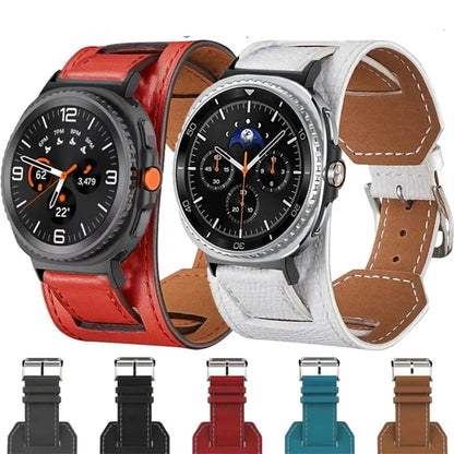 Samsung Galaxy Watch8, 9 & Ultra Leather Cuff Band