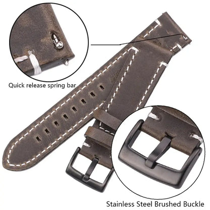 Suunto Race, Vertical & 9 Peak Contrast-Stitched Leather Buckle Band