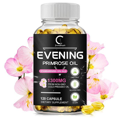 Evening Primrose Oil Supplement Capsules - Promotes Healthy Skin & Cardiovascular Health - Nutritional Support for Women
