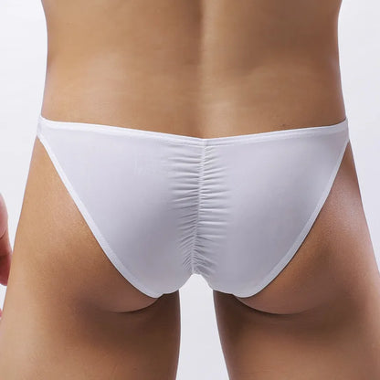 White Wrinkle Large Size Briefs High Elastic Ice Silk Man Underwear