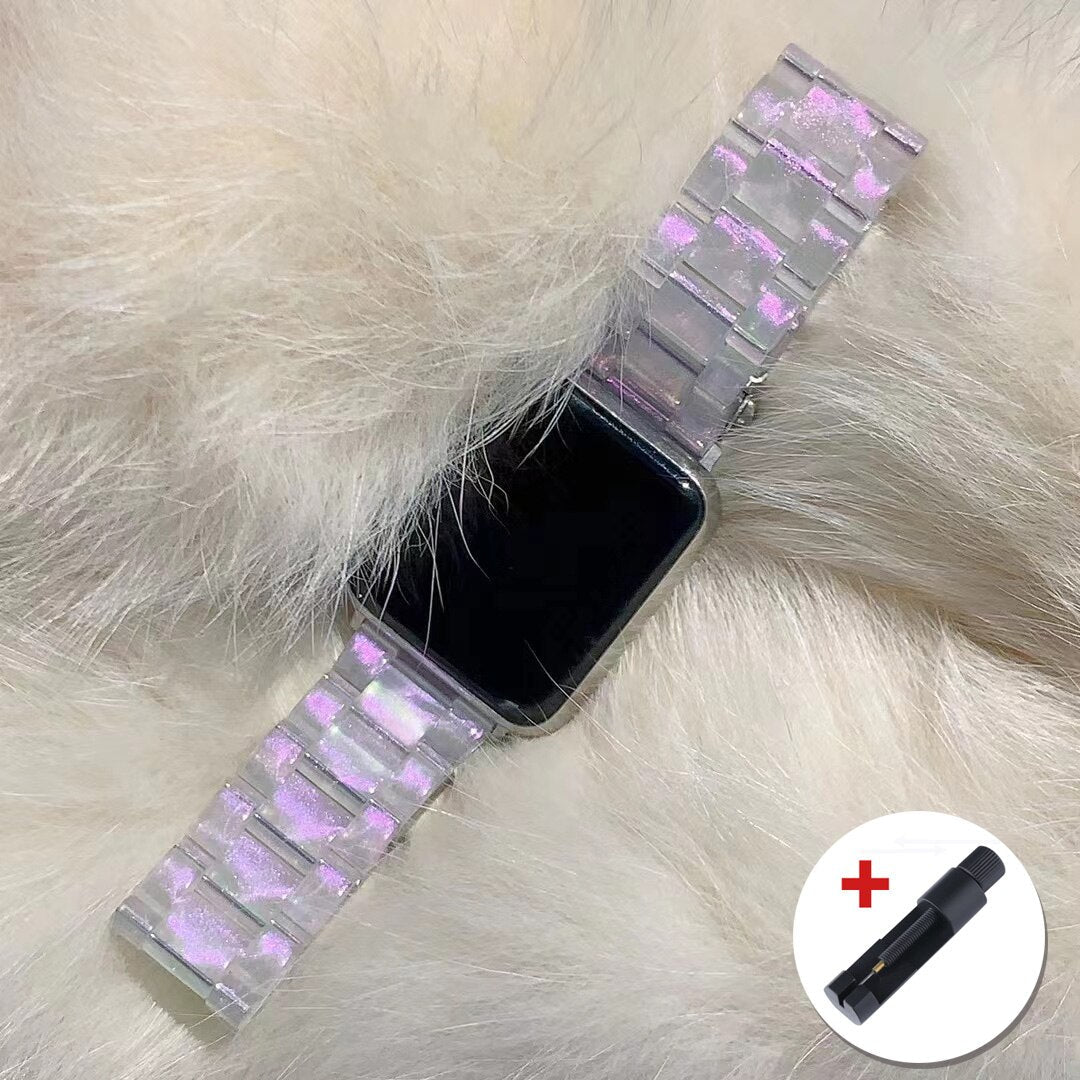 Resin Transparent Band for Apple Watch Series 11/10/9/8/7/6/5/4/ SE / Ultra 1/2/3