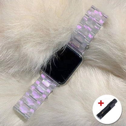 Resin Transparent Band for Apple Watch Series 11/10/9/8/7/6/5/4/ SE / Ultra 1/2/3