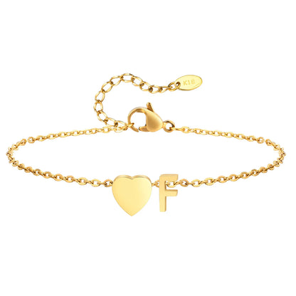 Women Heart Initial Stainless Steel Personalized Anklet Bracelets