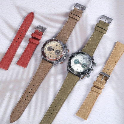Samsung Galaxy Watch 7, 6, 5, 4 & FE Slim Canvas Band with Leather Lining