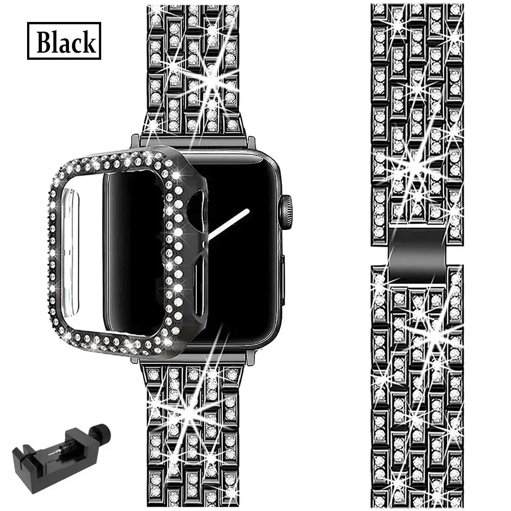 Apple Watch Bedazzled Stainless Steel Strap - Elegant Design