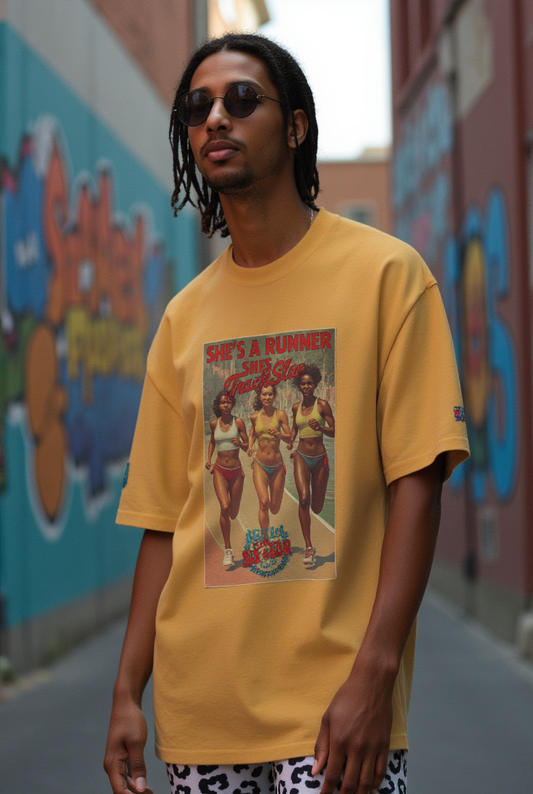 She's a Runner, She's a TrackStar Oversized Faded T-shirt