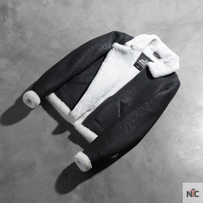 Sherilyn B-3 Black & White Leather Bomber Jacket