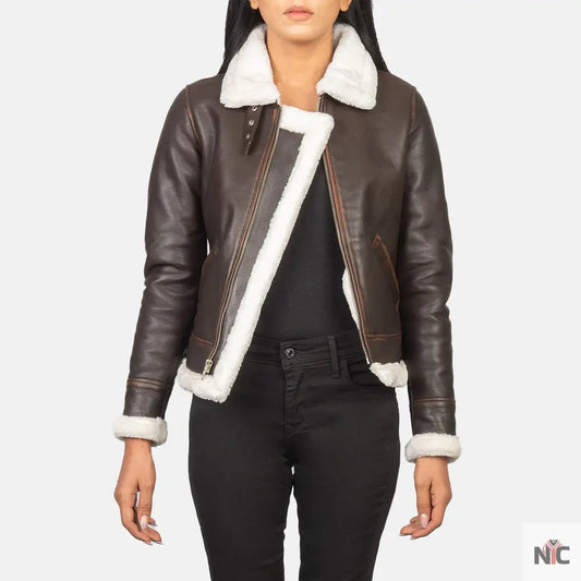 Sherilyn B-3 Brown Leather Bomber Jacket