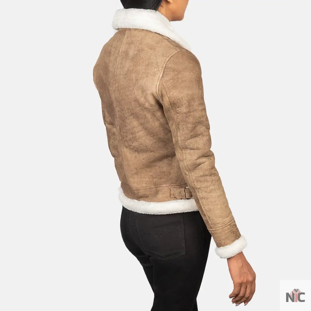 Sherilyn B-3 Distressed Brown Leather Bomber Jacket