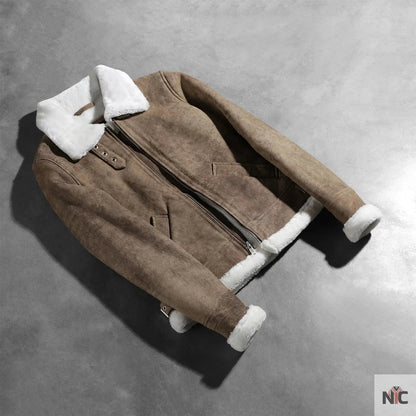 Sherilyn B-3 Distressed Brown Leather Bomber Jacket