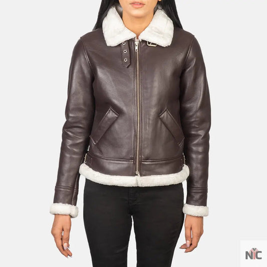 Sherilyn B-3 Maroon Leather Bomber Jacket
