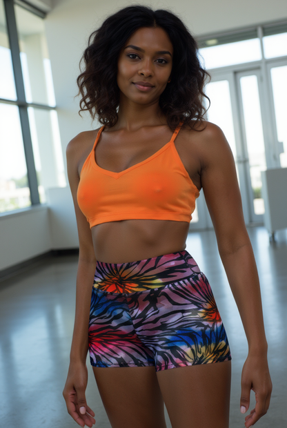 Shibori Animal Print High Waist Shorts