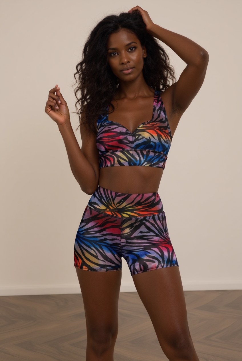 Shibori Animal Print High Waist Shorts