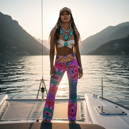 Shibori Quest Rose High Waist Flare leggings