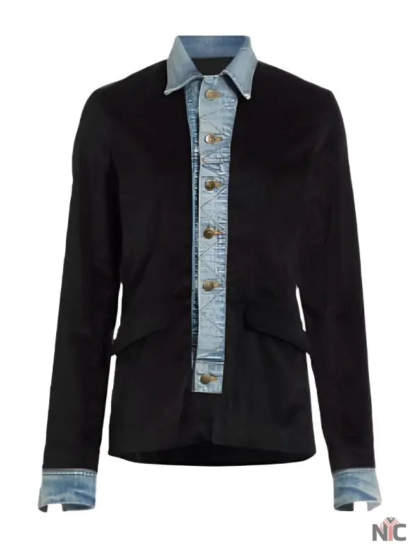 Shrinking S02 Christa Miller Denim Trim Blazer